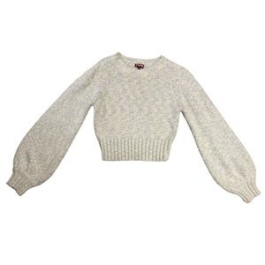 STAUD Sweater Cable Knit Pastel  w sparkles woven in Balloon Sleeve Women's S